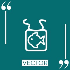 Poster - baby bib with a fish vector icon Linear icon. Editable stroke line