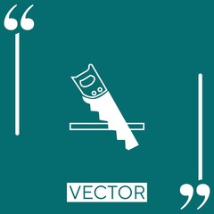 Poster - saw with handle cutting wood vector icon Linear icon. Editable stroke line