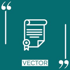 Poster - certificate vector icon Linear icon. Editable stroked line