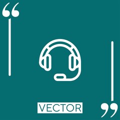 Poster - headset vector icon Linear icon. Editable stroked line