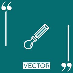 Poster - spoon with handle outline vector icon Linear icon. Editable stroke line