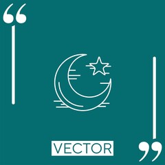 Poster - star and crescent moon vector icon Linear icon. Editable stroke line