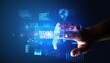 © ra2 studio - Hand touching TECHNOLOGY INNOVATION inscription, new business technology concept