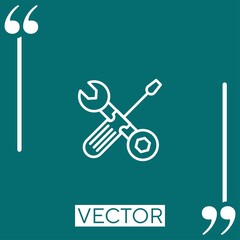 Poster - wrench and bolt tool and screwdriver outline vector icon Linear icon. Editable stroke line