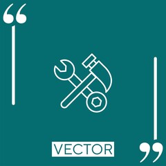Poster - wrench and pick hammer outline vector icon Linear icon. Editable stroke line