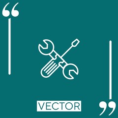 Poster - wrench and screwdriver in cross vector icon Linear icon. Editable stroke line