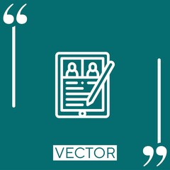 Poster - tablet vector icon Linear icon. Editable stroked line