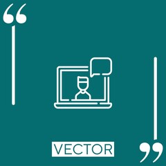 Poster - laptop vector icon Linear icon. Editable stroked line