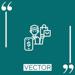 Poster - delivery man vector icon Linear icon. Editable stroked line