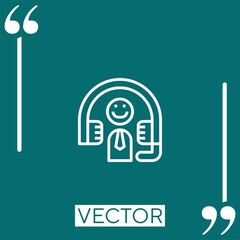 Poster - headphone vector icon Linear icon. Editable stroked line