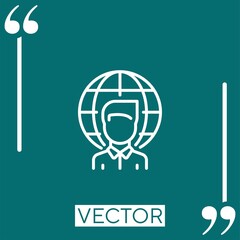 Poster - worker vector icon Linear icon. Editable stroked line