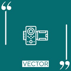 Poster - video camera Linear icon. Editable stroke line