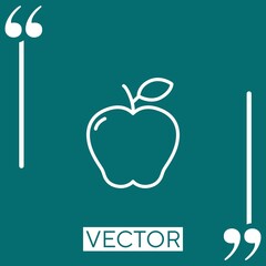Poster - apple fruit with leaf Linear icon. Editable stroke line