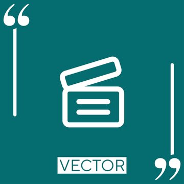 archive outlined box with text lines Linear icon. Editable stroke line