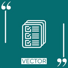Fototapete - documents vector icon Linear icon. Editable stroked line