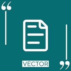 Fototapete - file outline with text lines and one folded corner Linear icon. Editable stroke line