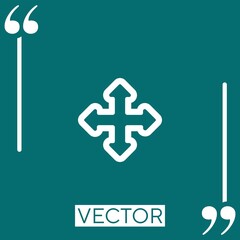 Poster - four arrows expand outlined button Linear icon. Editable stroke line