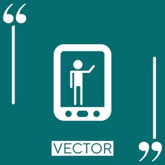 Fototapete - man on phone screen vector icon Linear icon. Editable stroke line