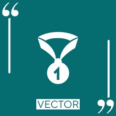 Poster - medal of number one vector icon Linear icon. Editable stroke line