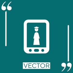 Poster - online studies by tablet vector icon Linear icon. Editable stroke line