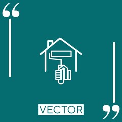 Poster - paint roller brush inside a home vector icon Linear icon. Editable stroke line