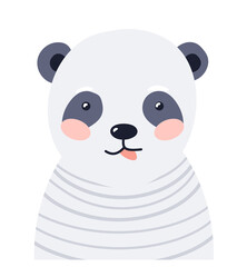 Poster - Panda cute animal baby face vector illustration. Hand drawn style nursery character. Scandinavian funny kid design