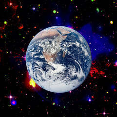 Wall Mural - Earth and stars. Blue earth. Great for background.  The elements of this image furnished by NASA.