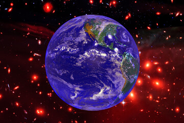 Wall Mural - Earth and stars. Blue earth. Great for background.  The elements of this image furnished by NASA.