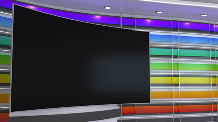 Wall Mural - Virtual  Studio 3d  background with  horizontal strips