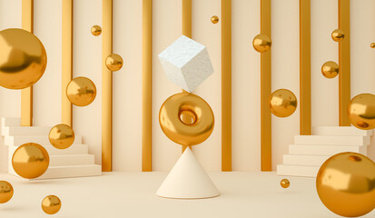Poster - Abstract geometric shapes background. 3d rendering