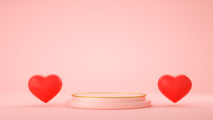 Poster - 3d render product display for valentines day or wedding