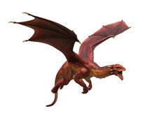 3d Ilustration Red Dragon Wyvern