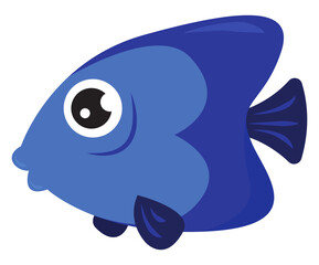 Wall Mural - Blue fish, illustration, vector on a white background.