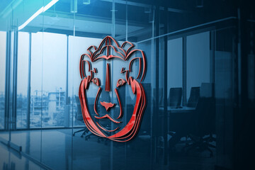 Wall Mural - 3d glasses lion face logo design