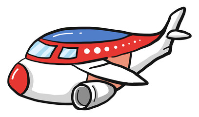 Sticker - Cute fat airplane, illustration, vector on a white background.