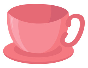 Canvas Print - Pink tea cup, illustration, vector on a white background.