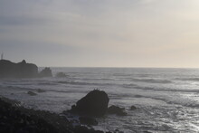 Hazy View Of The Pacific Ocean Along The Coast
