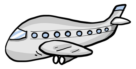 Sticker - Grey airplane, illustration, vector on a white background.