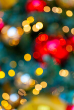 Blurred Christmas Tree Bokeh Effect Background