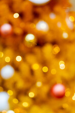 Beautiful Golden Yellow Christmas Tree Bokeh Effect Background