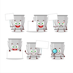 Wall Mural - Grey paint bucket cartoon character bring information board