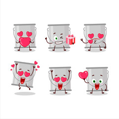 Sticker - Grey paint bucket cartoon character with love cute emoticon