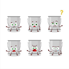 Sticker - Cartoon character of grey paint bucket with what expression