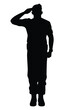Saluting soldier silhouette vector, military man concept.
