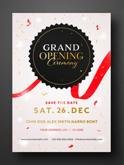 Sticker - Grand Opening Ceremony Invitation, Flyer Design With Event Details For Advertising Concept.