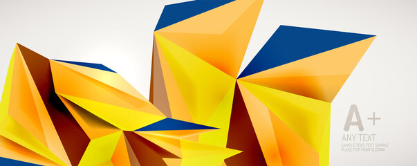 Vector triangle geometric backgrounds. Low poly 3d shape on light backdrop. Vector illustration for covers, banners, flyers and posters and other designs