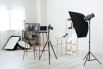 interior of photo studio with modern equipment