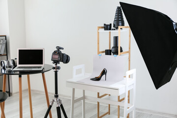 interior of photo studio with modern equipment