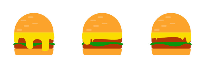 Wall Mural - Various melting cheeseburger illustration design template vector for restaurant logo etc