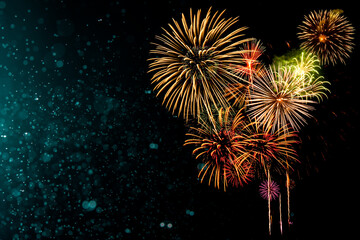 Wall Mural - fireworks with abstract bokeh background